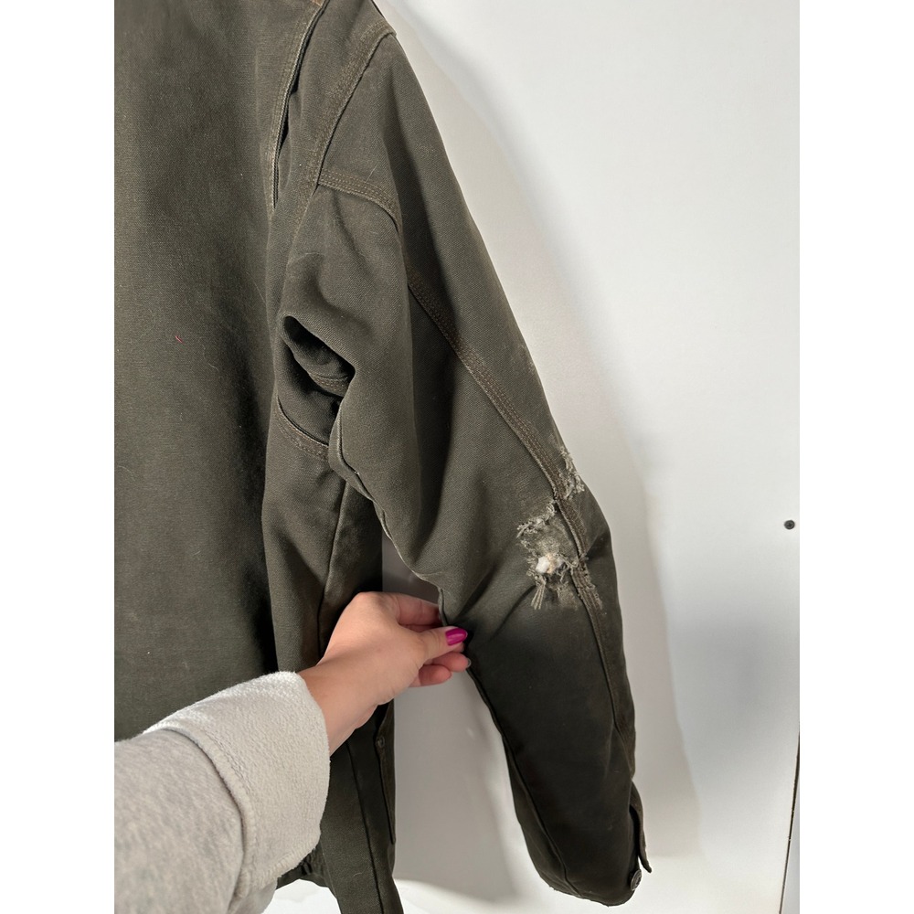 Sorel Mens Olive Green Canvas Workwear Chore Coat Distressed Rugged Jacket M - Picture 10 of 11